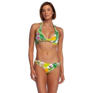 NWT TRINA TURK halter 10 twist 2-piece bikini swimsuit tropical hawaiian banana